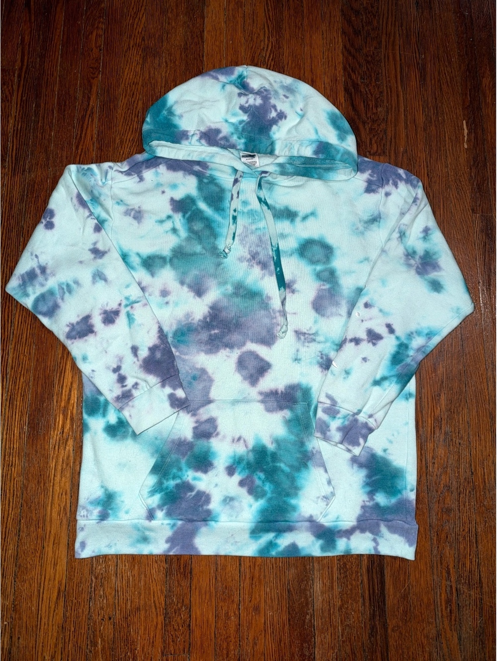 Women’s Medium Pink Victoria’s Secret Purple Blue Tie Dye Hoodie Sweatshirt